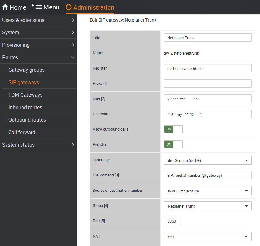 Gigaset PRO - Public Wiki > Interop T440/T640 Netplanet Trunk > EN_SIP_GW1.PNG