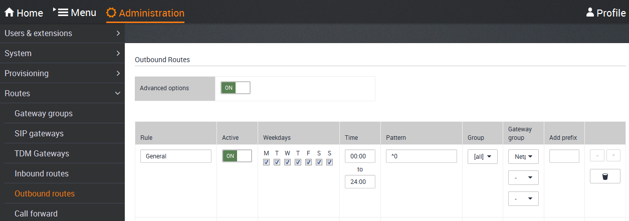 Gigaset PRO - Public Wiki > Interop T440/T640 Netplanet Trunk > EN_outbound_routing.PNG